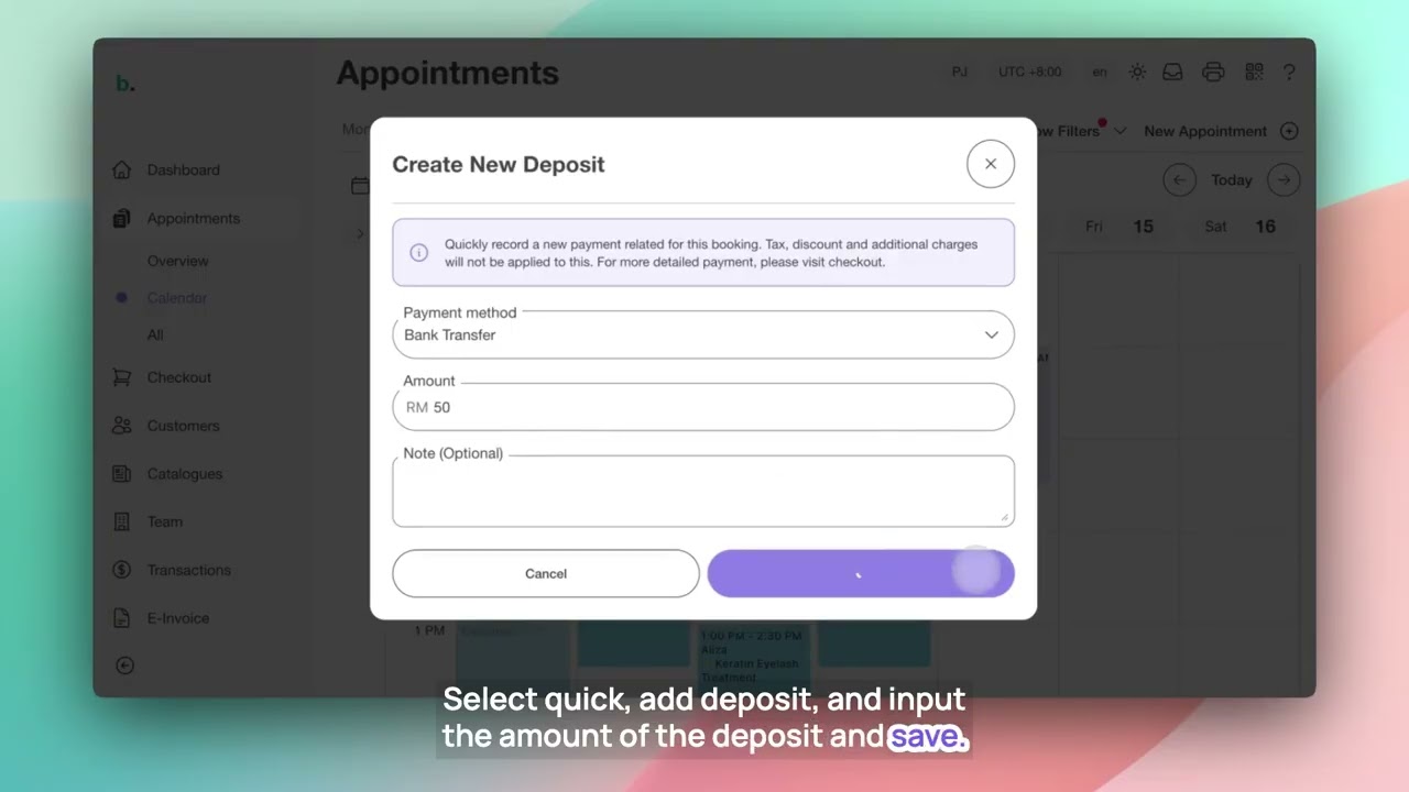 Bookit Tutorial | Add Appointment's Deposit