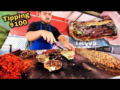 EPIC Cabeza TACOS  - INSANE Prices - JUICY Mexican Street Food - Tipping $100 Dollars