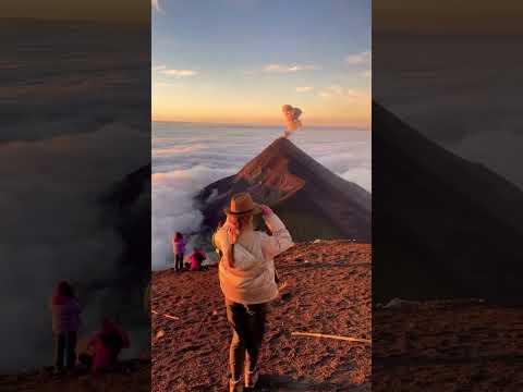 Standing on a volcano watching another erupt 🤯🌋 #guatemala #volcano