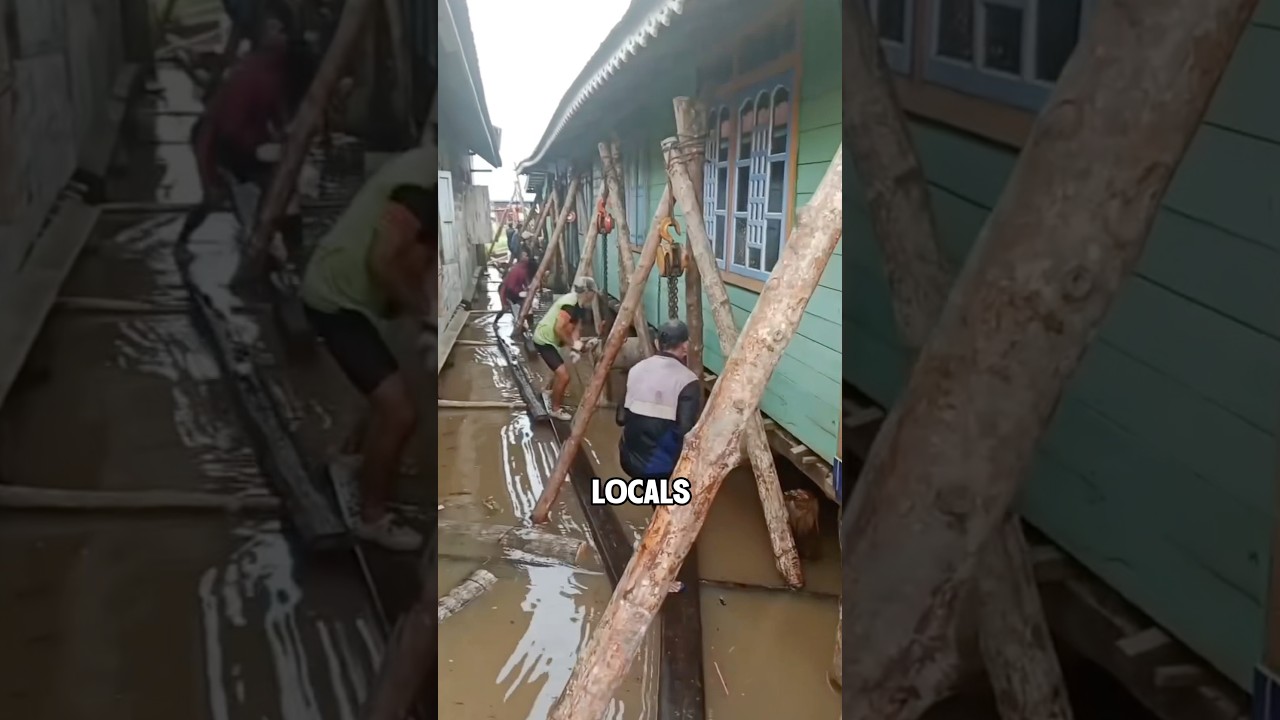 How locals in Indonesia raise houses to address flooding #shorts