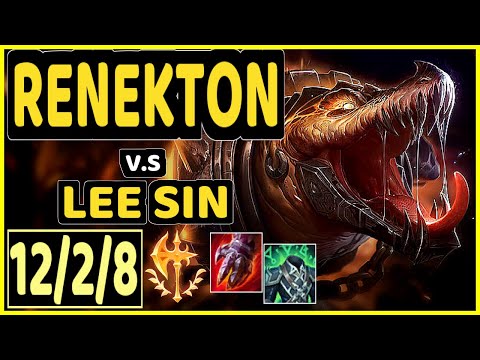 RENEKTON vs LEE SIN - QUADRAKILL 12/2/8 KDA TOP CHALLENGER GAMEPLAY - NA