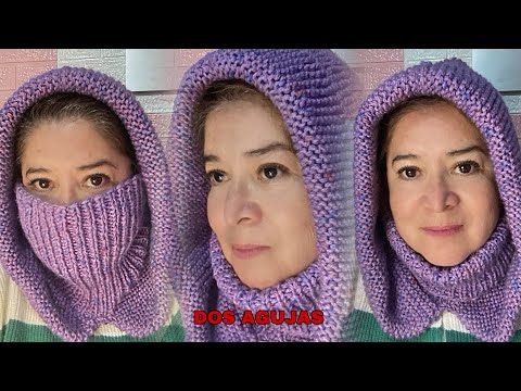 CUELLO CAPUCHA PASO A PASO MUY FACIL / IDEAL PARA PRINCIPIANTES / DOS AGUJAS / PALITOS
