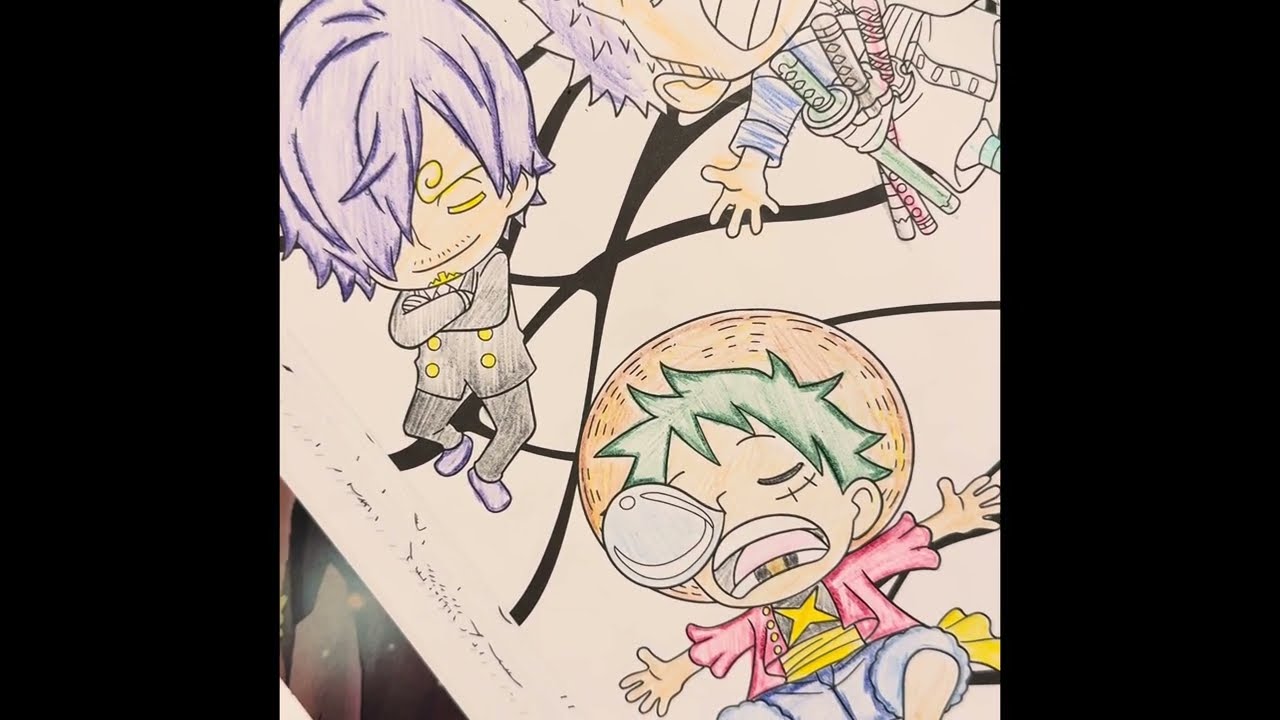 one piece zoro coloring 💚🖤⚔️🗡️