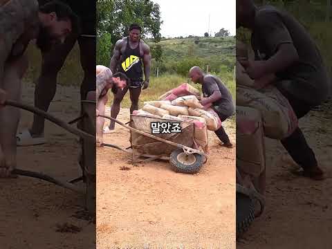 근육맨들이 줄줄이 실패한 450kg 수레 앞에 선 한 남자