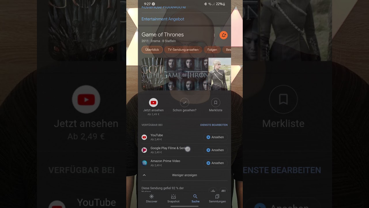 Sehen wo man den Film oder die Serie streamen kann