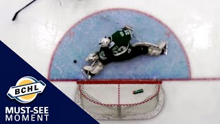 Must See Moment: Nathan Airey flashes out the left pad for the huge save