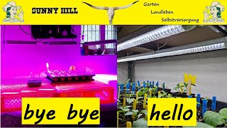 LED Pflanzenleuchte vs. LED Tageslichtlampe S1/E8 neue Pflanzlampen in neuer Anzuchtstation