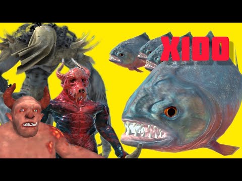 Animal Revolt Battle Simulator 100 Piranha! New update unit!