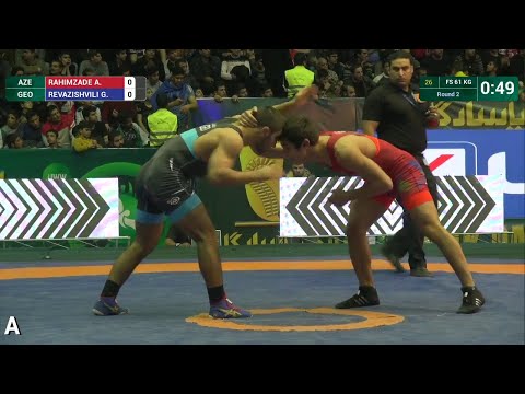 Round 2 FS - 61 kg: A. RAHIMZADE (AZE) df. G. REVAZISHVILI (GEO) by TF, 12-2