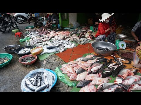 Morning Vegetables Food Market @Phsa Samaki - Daily Activities of Buyers & Vendors in Street Market