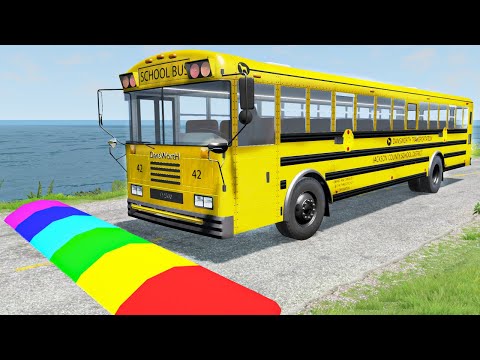 Cars vs Rainbow Speed Bumps #2 - BeamNG.Drive | BeamNG Land TV