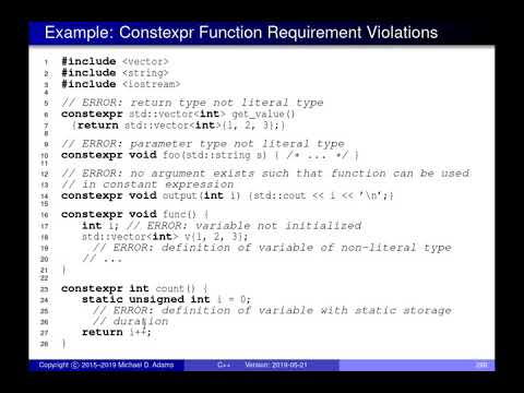 SENG 475 Lecture 8 (2019-05-22) — Compile-Time Computation, Temporary Objects