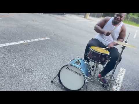 Drumming outside with my kick snare and hihat 😉