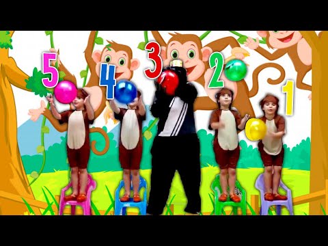FUI CLONADA | Five Little Monkeys Jumping on the Bed - Action songs for children Learning Songs