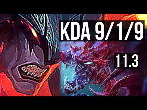 AATROX vs CHO'GATH (TOP) | 9/1/9, Godlike, 300+ games, Rank 15 Aatrox | TR Master | v11.3