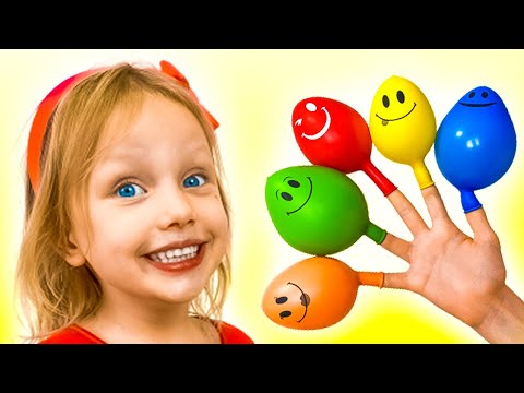 Canción de la familia Daddy Finger | Jugar con globos | Canciones Infantiles Alex y Nastya