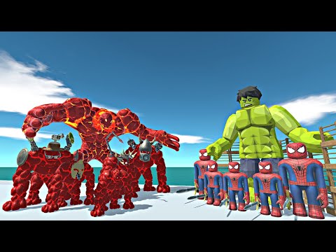 Roblox Hulk + Roblox Spiderman Cage Challenge | Lava Golem Evolution Team vs Roblox Team - ARBS