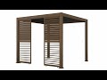 Heavy Duty Aluminium Single Slatted Adjustable Pergola Screen in Wood Effect