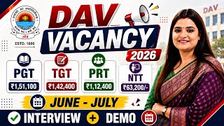 DAV PUBLIC SCHOOL TEACHERS VACANCY 2026: PGT TGT PRT NTT & Others | Teaching & Non-Teaching Posts
