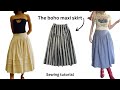 Maxi Skirt Sewing Tutorial Cutting Sewing Drop Waist Skirt