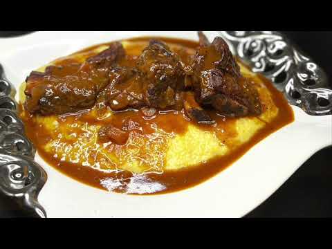 Instant Red Wine Braised Short Ribs, Parmesan Polenta and Balsamic Bacon Brussels Sprouts