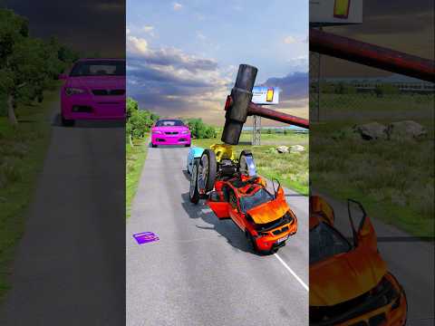 From Small to Large Cars vs Giant Hammer – BeamNG.Drive #shorts #beamngdrive