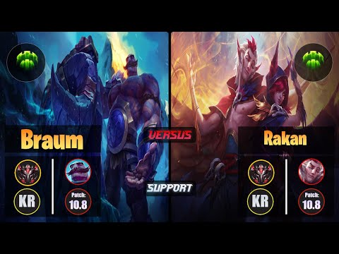 GrandMaster BRAUM [Guardian] (Support) VS  RAKAN - Grandmaster KR Patch 10.8