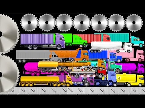 All Tank Truck & Container Truck Survival Race - Escape From Giant Saw Chase