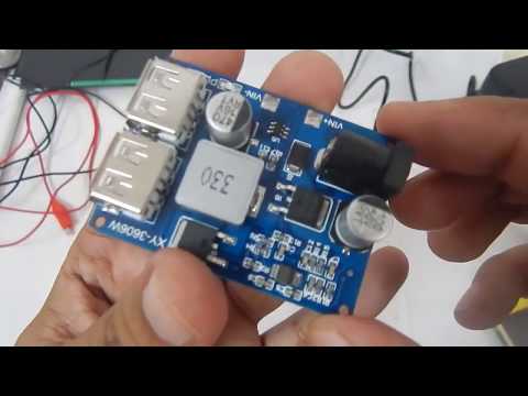 12V Adapter or Battery to 5V Phone Charger with DC jack input and dual port USB.