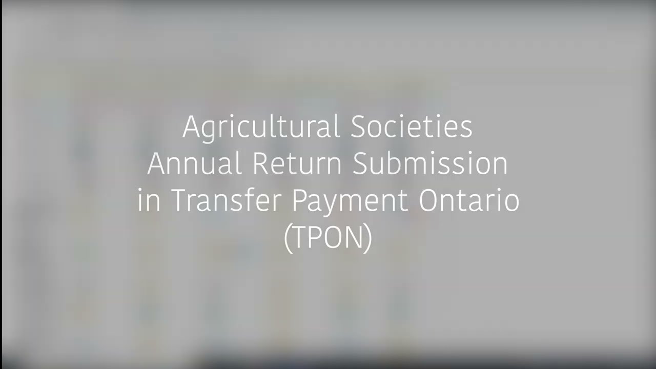 Agricultural Societies TPON Submission Tutorial