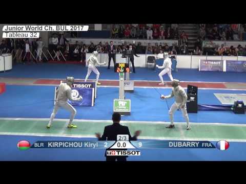 FE M S Individual Juniors Plovdiv BUL World Championships 2017 T32 08 green KIRPICHOU BLR vs DUBARRY