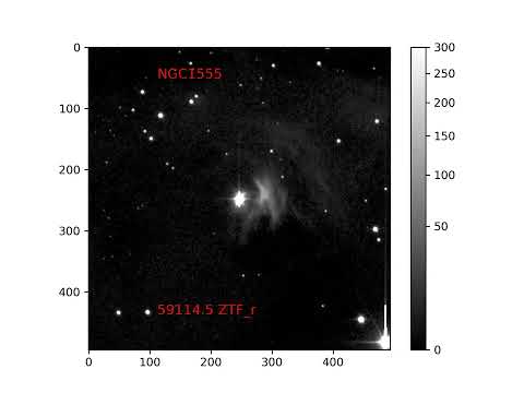 Variation in NGC 1555 (Hind's Nebula) in zr filter between 27-3-2018 and 27-12-2022
