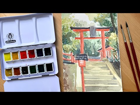 Schmincke 12 Watercolours Set Unboxing/Swatching/Painting