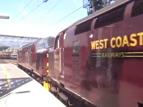 The x2 Class 37 WCRC Nos.37516+37668 with “The Fellsman” was arrived at Carlisle Citadel Station.