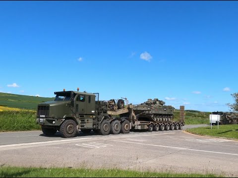 The Mighty Oshkosh 1070F 8 x 8 Tank Transporters On The Move On A Glorious Sunny Day In West Wales