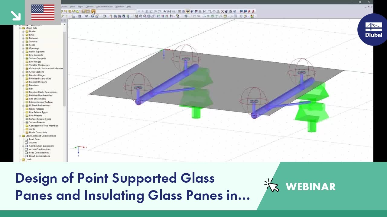 Design of Point Supported Glass Panes and Insulating Glass Panes in RFEM