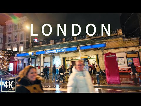 🇬🇧 London Night Walk Tour | Notting Hill to Marble Arch 4K