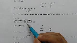 Calculation of profit on sale.....profit on cost %