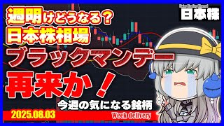 08/03 【今週の相場】ブラックマンデー再来？昨夏と同じ道を行く？ここで問われる投資スタンス、ここは○○狙いで！