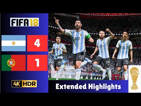Argentina 4-1 Portugal | Messi vs Ronaldo | FIFA World Cup - Extended Highlights | FIFA Gameplay