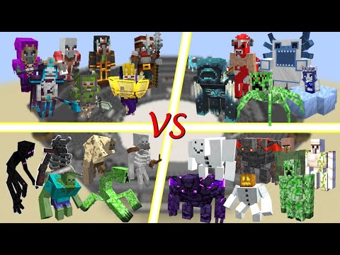 Battle royal with mobs from famous mods in Minecraft 1.19.2! Minecraft mob battle! Part1