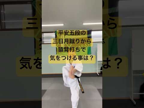 松濤館の平安五段の三日月蹴りから猿臂打ちの所のワンポイントアドバイス　#高崎 #我峰町 #安中  #松濤館 #健勇館 #平安五段