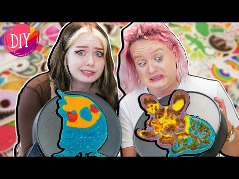 PANCAKE ART CHALLENGE | Eva vs Katja | MEGA NIEDLICHE STICKER NACHMALEN