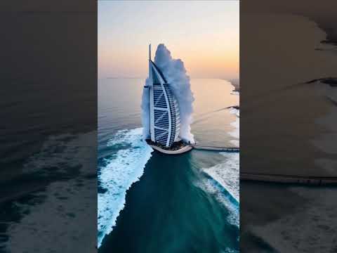 Burj Al Z Slammed by Massive Wave! 🌊 #dubai #ai #ocean #waves #tsunami #trending #viral #burjkhalifa