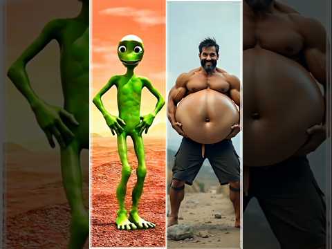 Dame Tu Cosita Green Alien Popoy & The Big Gaskin's Tummy Turn Into 😱 #shorts #dametucosita