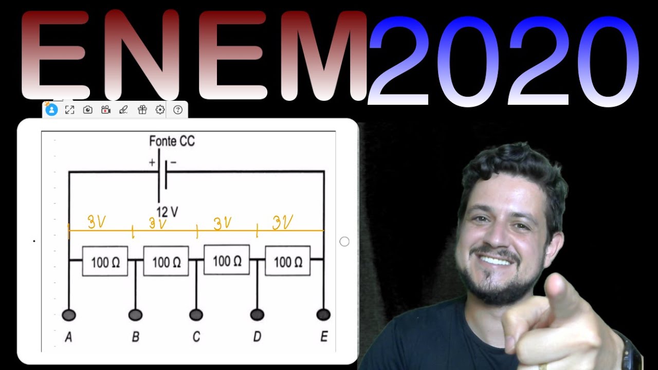 ENEM 2020 Um estudante tem uma fonte de tensão com corrente contínua que opera em tensão...