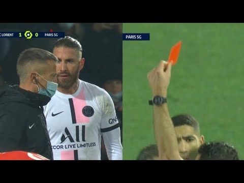 Sergio Ramos red card sent off foul on Terem Moffi (Lorient Vs PSG 1-1)
