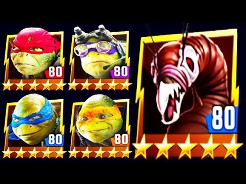 ALL MAX LEVEL 80 MOVIE TURTLES vs CHIMERA BOSS (TMNT LEGENDS)
