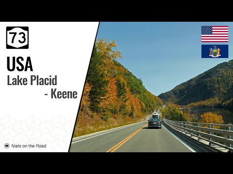 Driving in New York, USA: State Highway NY73 from Lake Placid to Keene