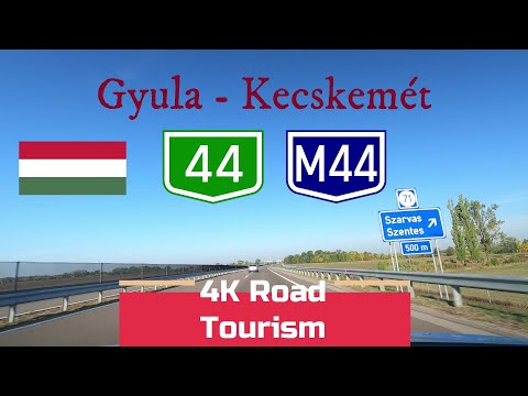 Driving Hungary: 44 & M44 Gyula - Békéscsaba - Kecskemét - 4k drive through East Hungary